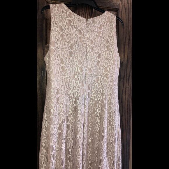 Women’s Formal Dress Size 14 Evening Champagne RM Richards Lace Beaded Pearl C16 - Picture 6 of 12